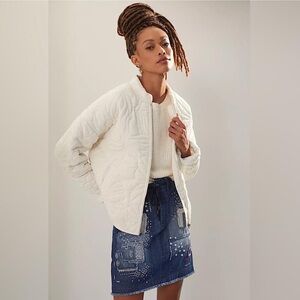 Anthropologie Cream Bomber Jacket
